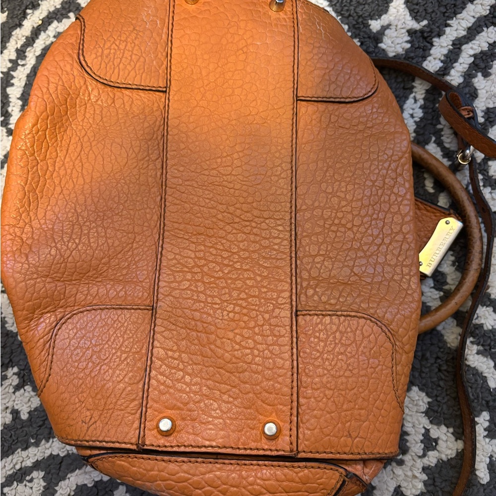 Burberry Deep Orange Leather Satchel. - Picture 5 of 7